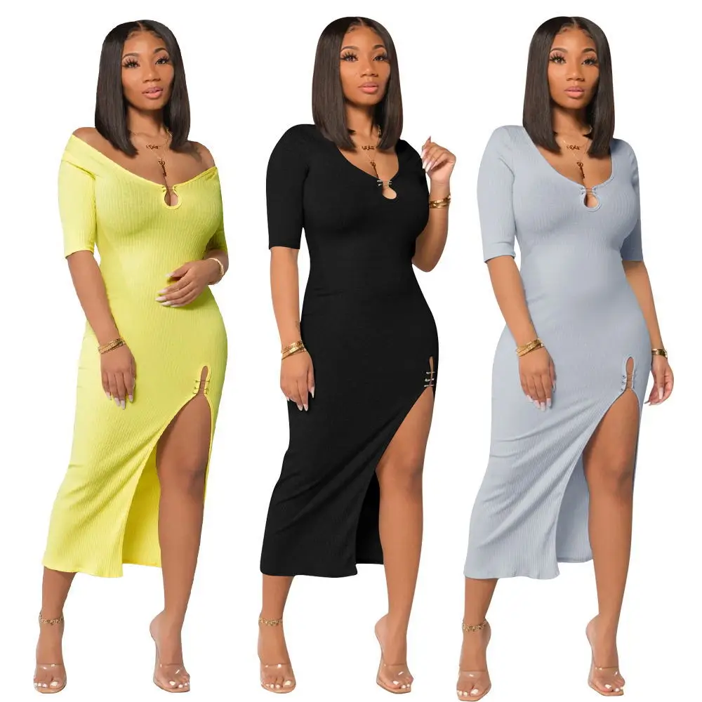 Half Sleeve Casual Midi Dress 