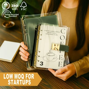 Clear PVC Transparent Planner Wholesale PU Leather Journal Custom Printing Logo Refillable A5 A6 A7 Journal Ring Binder Notebook