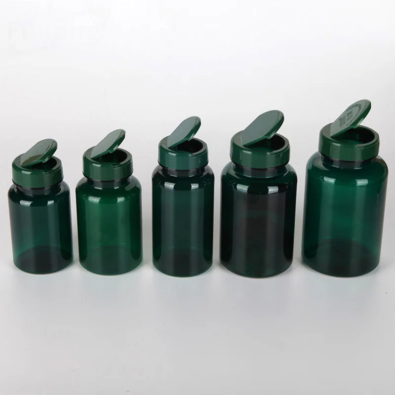 Wholesale 100ml 120ml 150ml 200ml 225ml PET Plastic Green Pill Medicine Capsules Bottles