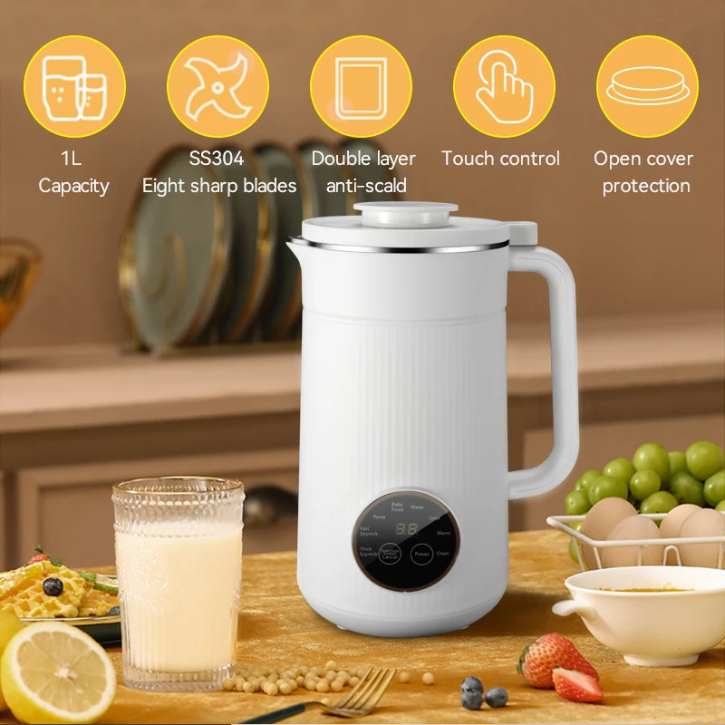 Family Using  Automatic Hot Soy Milk Blender Almond Rice Paste Blender Cooker Soup Hot & Cold Juice Maker