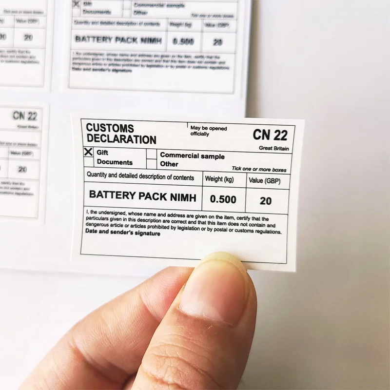 Customized Printing Adhesive Lithium Ion Battery Warning Stickers Battery Shipping Labels