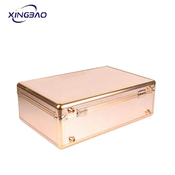 Customized Storage ALUMINUM Cosmetic Boxes With Light Mirror Makeup Vanity Box With Lock Organizer Makeup Case Aluminum  LED