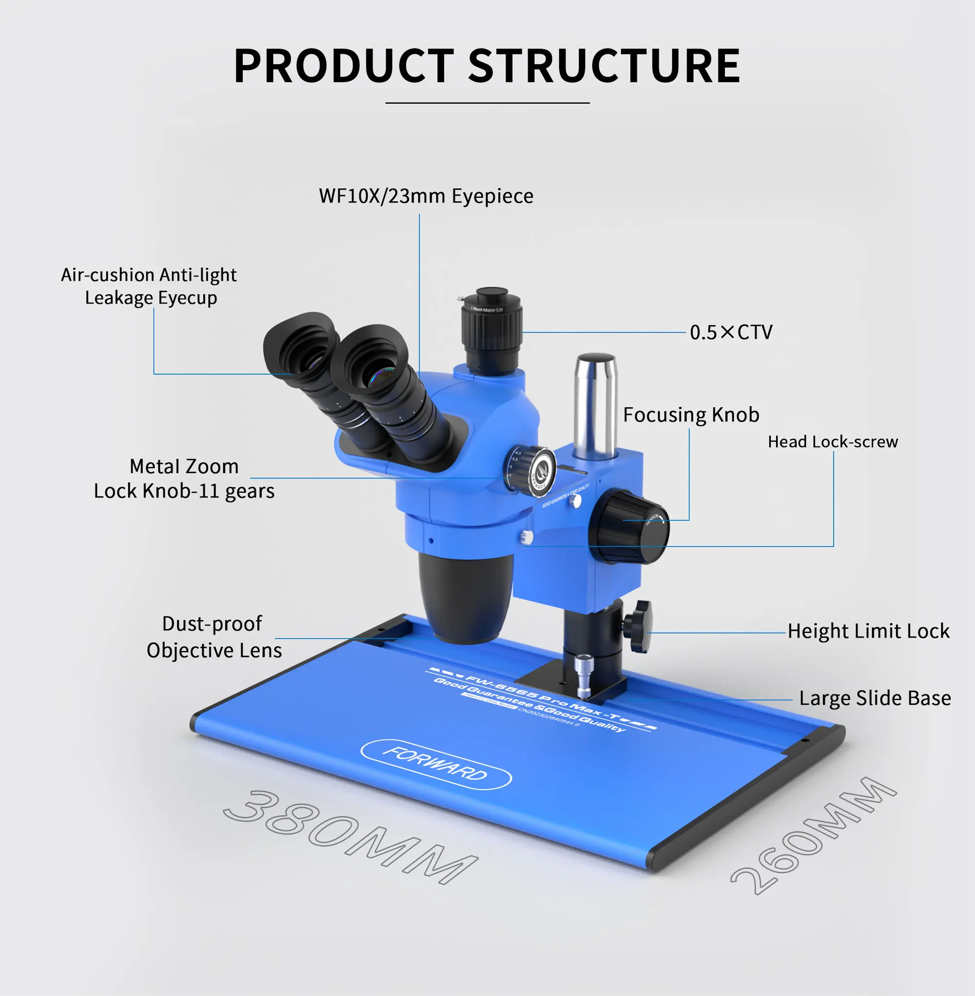 プロポ Forward New Portable Large Slide Base Microscope 6.5-65X