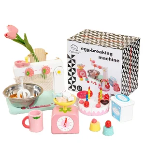 Factory Sale Magnetic Wooden Kitchen & Food Pretend Play Toys Simulation Cake Cutting and Egg-Breaking Machine