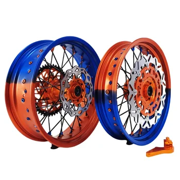 Fit KTM High Quality 17 Inch Bi-colorCustomized Accept Color Supermoto Wheels  Rims Set