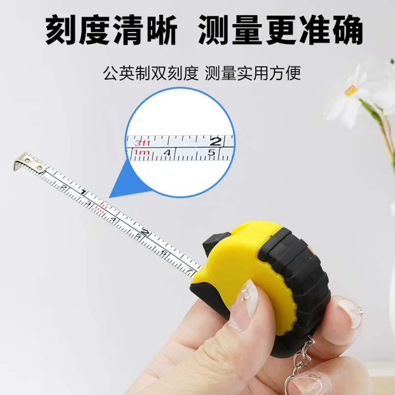 Promotion Customized Mini Tape Measure Keychain Portable 1M Tape Measure Advertising Gift with Custom logo