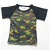 Camo Print Black Short Sleeve Raglan Kids Tee