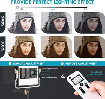 Neewer 2 Packs Advanced 2.4G 480 LED Video Light Photography Lighting Kit, Dimmable Bi-Color LED Panel with LCD Screen, 2.4G detail image