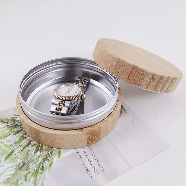 Bamboo Aluminum Round Cans Tins Food Candle Containers With Lid,Accept ...