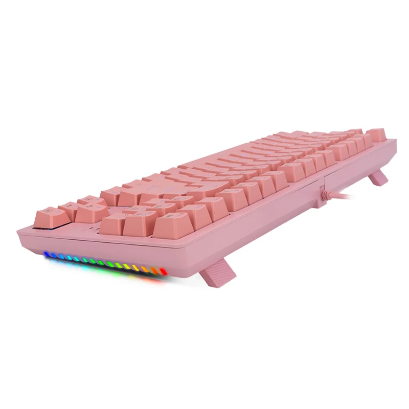 Original 87 Keys pink RGB LED Backlit Blue Switch Gaming Wired Mechanical Keyboard