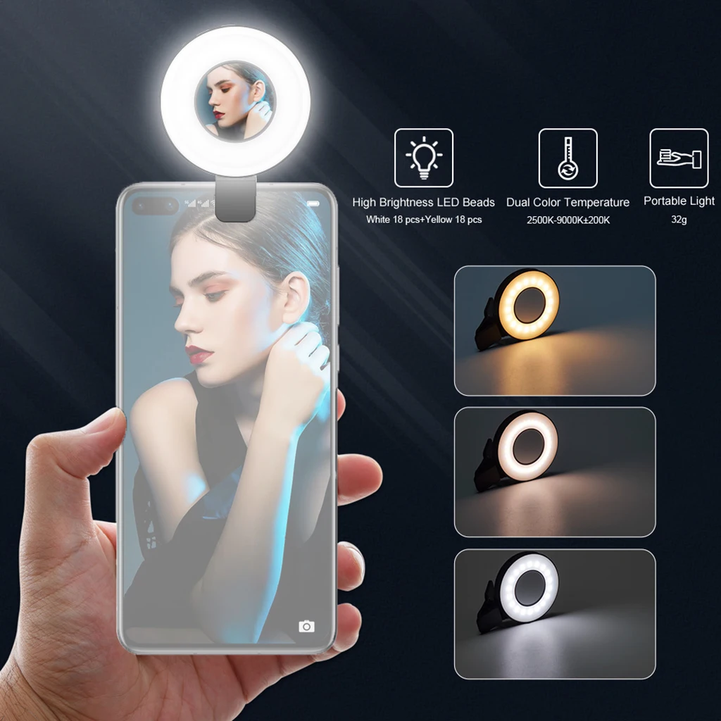 Selfie Light Mini Ring Light For Iphone Magnetic Clip Selfie Ring