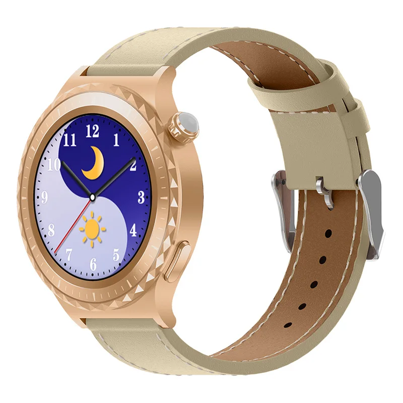 Gold JS36 LOVE Smart Watch 2023 Heart Rate Fitness tracker Wireless Charging Metal Leather Band Women Smart Watch JS36