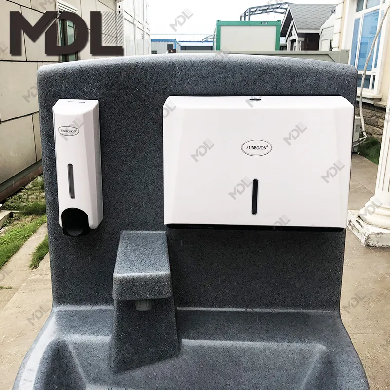 2024 Hot Sale Hand Free Portable Back to Back Washbasin Plastic Standing Washing Station Hand Wash Station