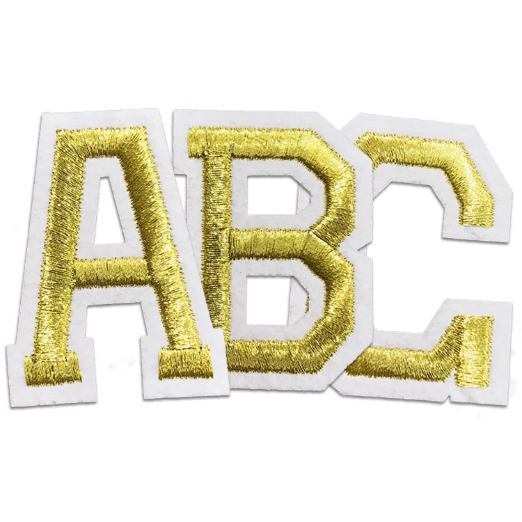 Letter Iron On Patches Sew On Appliques with Gold Embroidered Patch AZ  Letter Badge Decorate Repair Patches for Hats, Jackets, Shirts, Vests,  Shoes