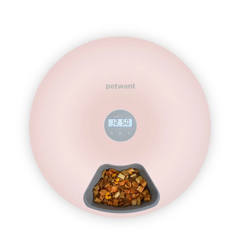 Donuts 6 Meal Automatic Wet and Dry Food Pet Feeder with Programmable Timer Auto Dispenser for Cat Dog