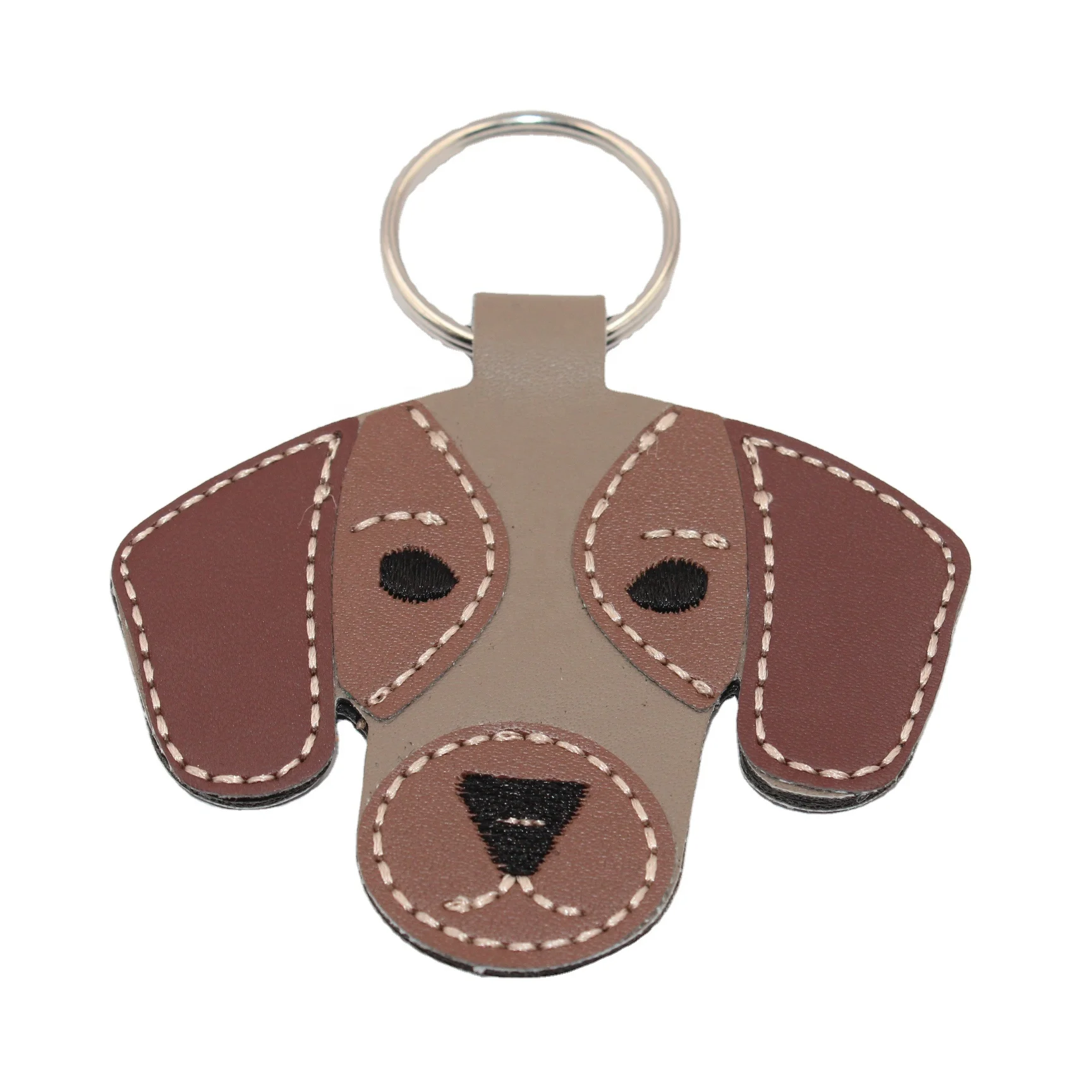 Source Fashion Cartoon Cute Animal Brown Dog Leather Key Ring