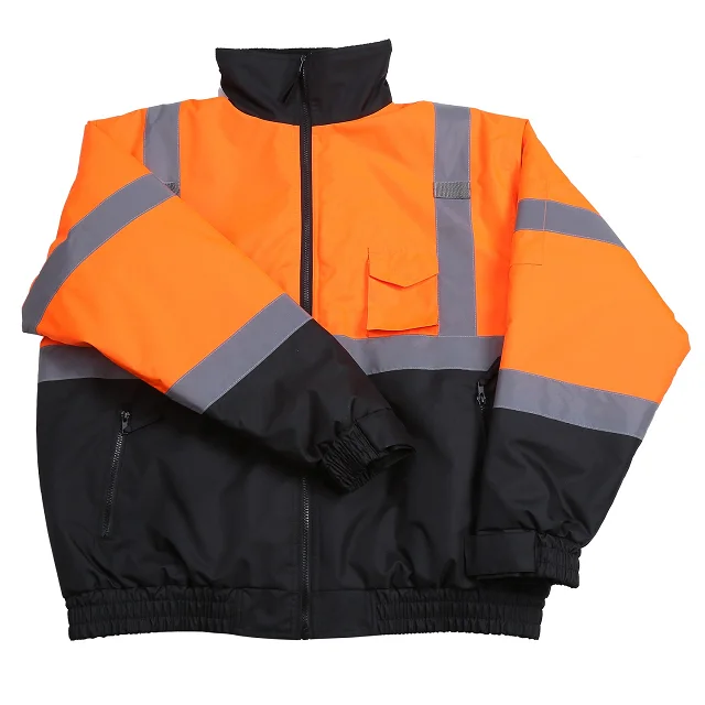 OEM логотип Zip Front ANSI ISEA Class 3 300D Светоотражающие Водонепроницаемые куртки-бомберы из полиэстера