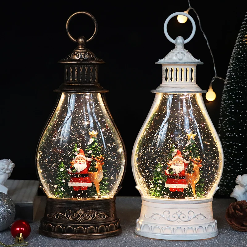 Christmas Snowman Scene Globe Lantern with Swirling Water Glittering Music and Lights for Christmas Home Decorations Gifts