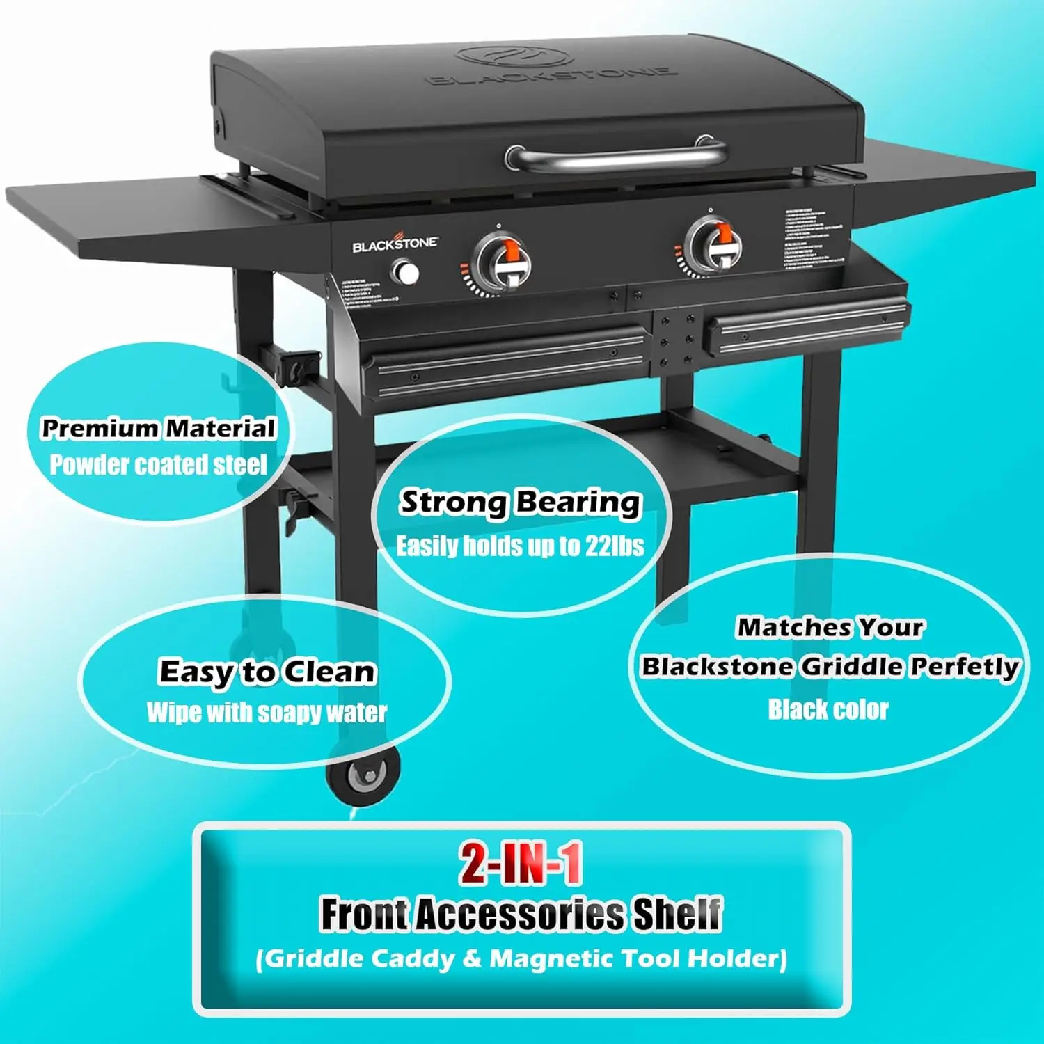 Grill-Organizer Für Blackstone Grillplatten – Mit Papierhandtuchhalter & Haken, Passt Auf 71 Cm & 91 Cm Modelle