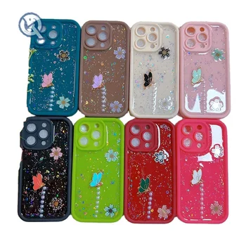 Beautiful spring theme butterflies flowers patterns dripping cases for all mobile phone models