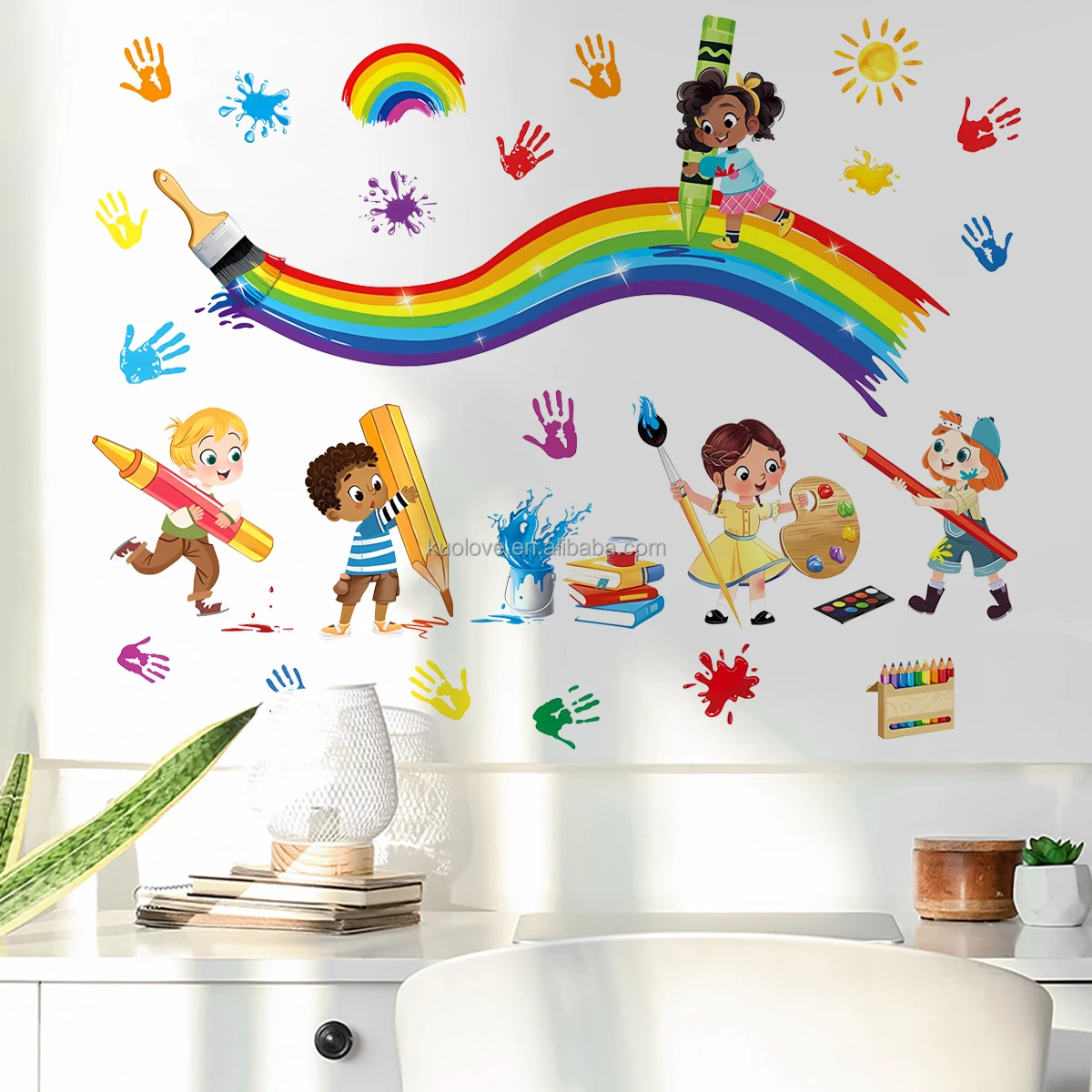 Alibaba.com: Kids Paint Rainbow Graffiti Palm Print Wall Stickers, self ...