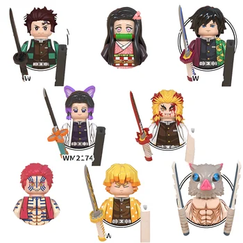Wm Blocks Japanese Anime Mini Figures Cartoon Demon Slayer Agatsuma Zenitsu Tanjirou Nezuko Toys Model Juguetes Multiple Pcs