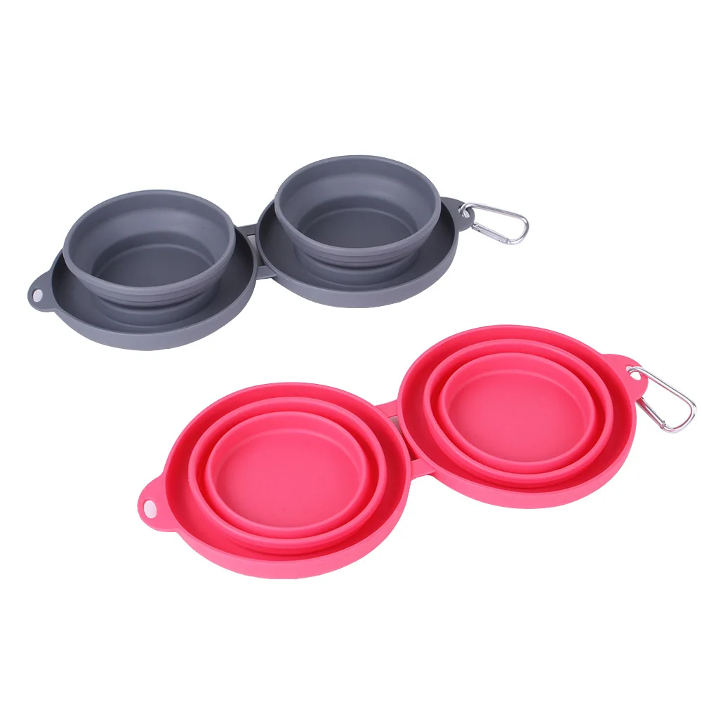 Easy Carry Foldable Dog Travel Bowl TPE Collapsible Double Dog Pet Bowl Feeders details