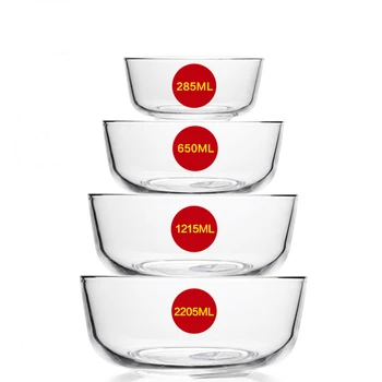 Wholesale  thickened Microwave safe transparent  high borosilicate  Glass Bowls Sets Fruit Salad bowl for Kitchen Picnic