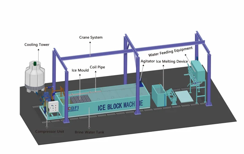 Large Ice Block Factory for Sell Ice with crane system-CBFI