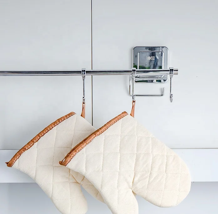 Покрытые серебром стеганые кремово-белый хлопок кухонные рукавицы кухонные перчатки Комплект прихватки