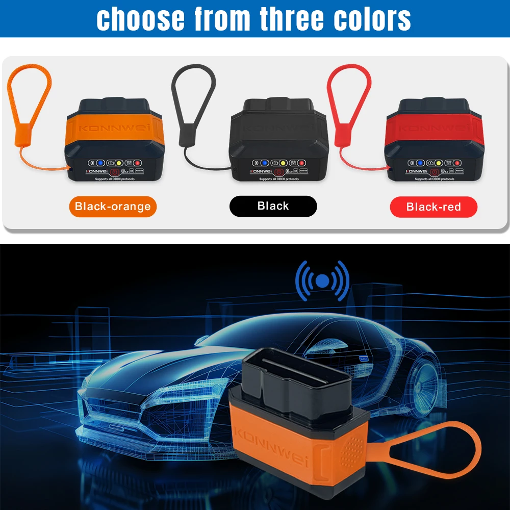 Protocol Car OBD2 Engine System Diagnosis Tool KONNWEI Wireless Bluetooth KW906 OBD2 Diagnostic Scanner for 12V Vehicle