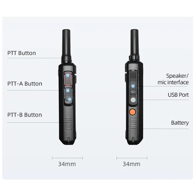Walkie Talkie PoC Radio Android Zello Realptt 4G 200 km to 3000 Mile Long Range