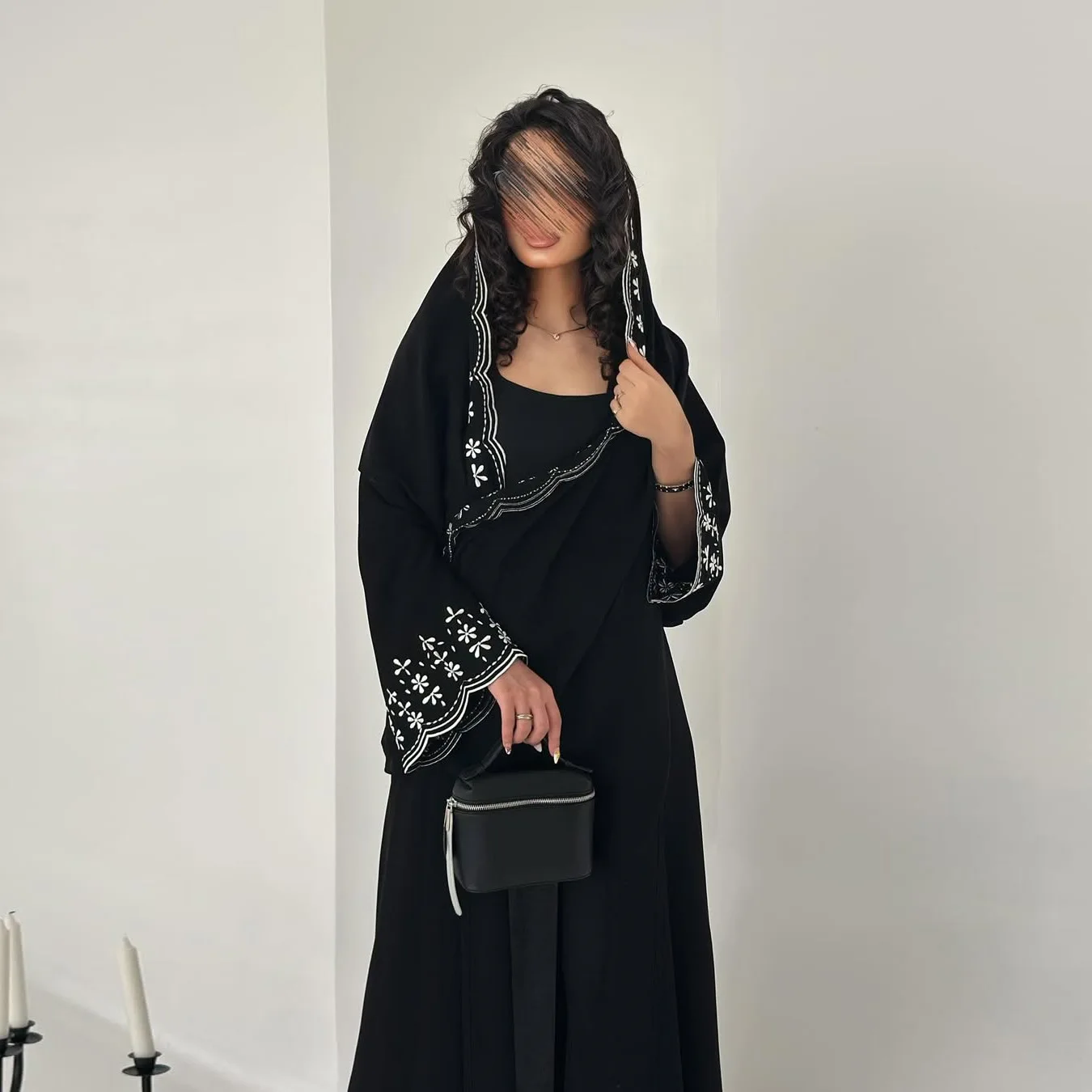 2026 Dubai Ladies Long Sleeve Sequin Embroidery Black Gown Elegant Luxury Abaya Eid Robe Evening Dress Hijab 2 Pieces Set