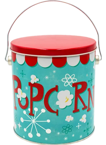 Customized Printed 2 Gallon Large Round Christmas Popcorn Tins Bucket Delicate Promotional Metal Popcorn Packaging Tin With Lid