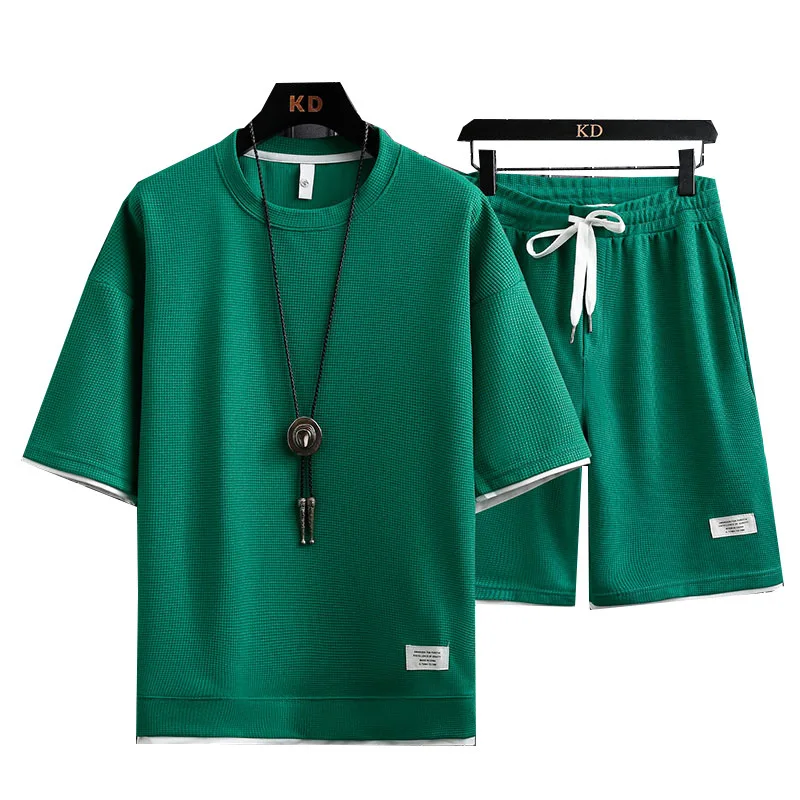 Summer Athletic Suits Casual Sports Wears 2 Piece Tracksuit Set for Men915_voghion.com