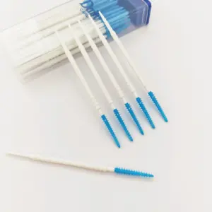 Daily Care CE FDA Customize Logo Multi Colors Plastic Interdental Brushes Fresh Fruit Flavor Two Uses Plastic Toothpick