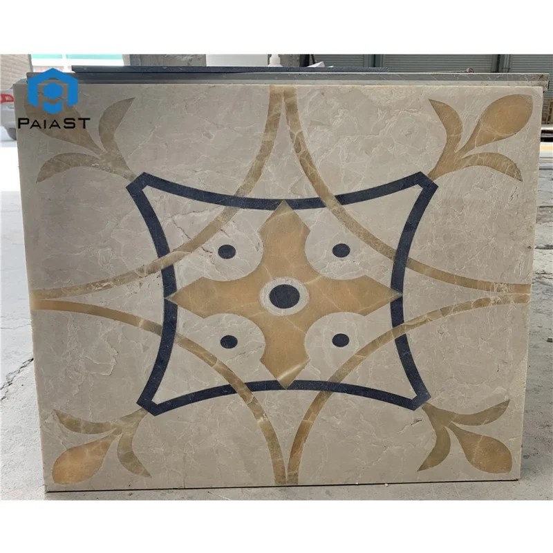 Jubin Lantai Marmar Dolomit Medalion dengan Inlay Emas, Moden dan Mewah, Kedap Air, Jaminan 1 Tahun, Reka Bentuk Grafik dengan Teknologi Waterjet