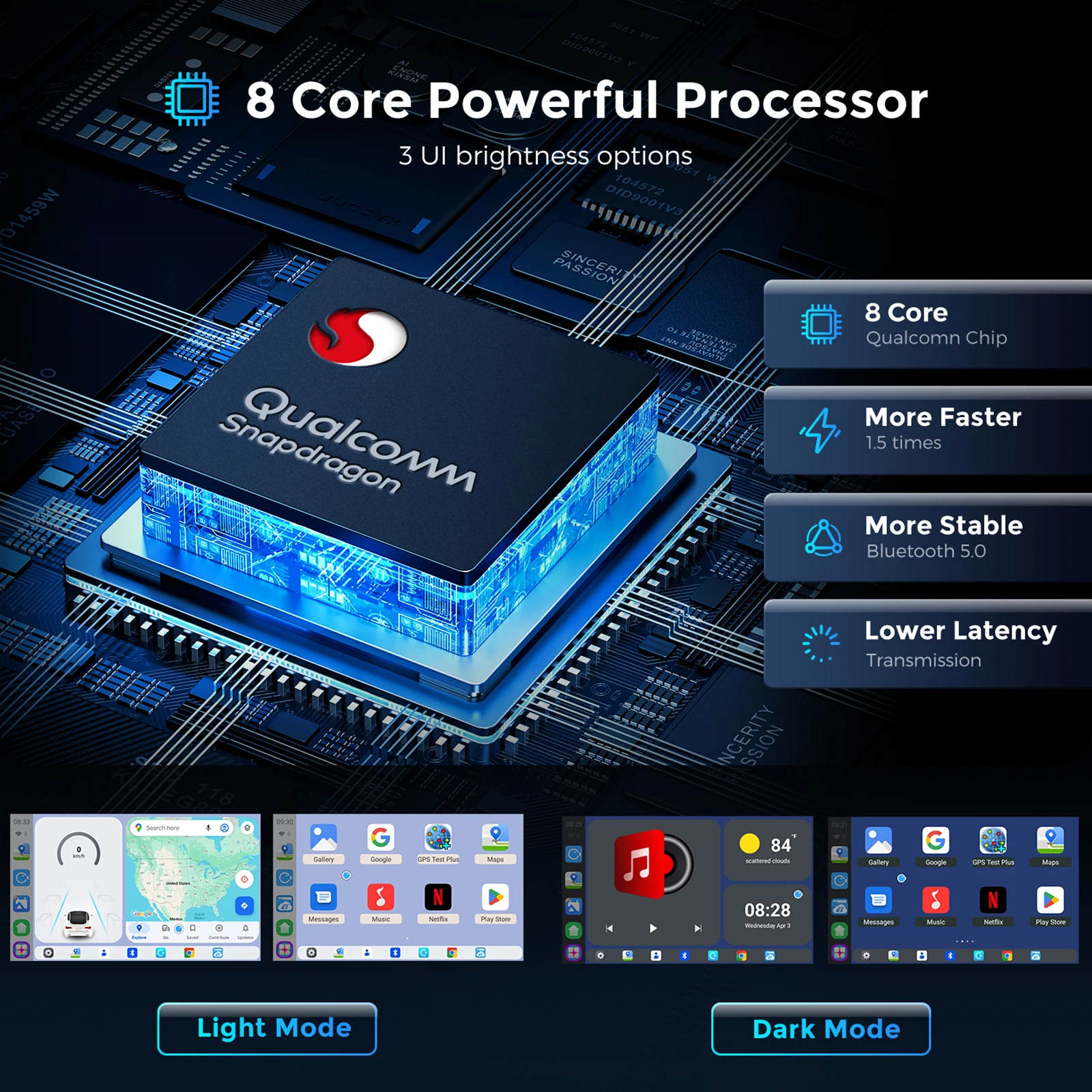 テレビ Full Android Ai Box ZESTECH Ai Box TV for Car - Snapdragon 6350, Android 15, Wireless