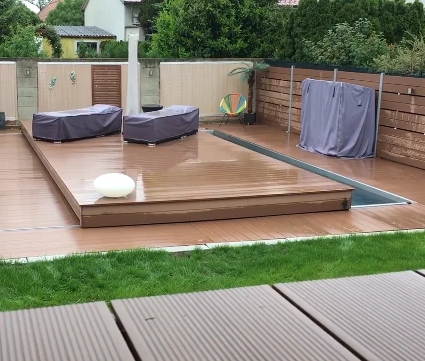 Nice and Save Space Space  Automatic Deck Swimming Pool Cover  with Stainless Steel  Frame  Pool Cover