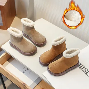 Children's Plush Non Slip Soft Sole Boots Winter Fashion Girls' Thickening Snow Boots Warm Shoes Boys' Cotton Boots Kids Shoes