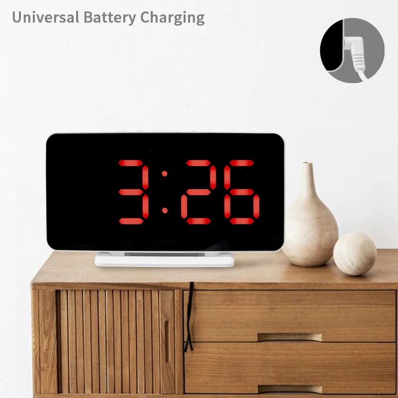 Factory Direct Sale Modern Design LED Colorful Smart Desk Voice Controlled Digital Alarm Wall Clock With USB Charging Cable
