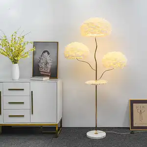 Modern Led Lighting Ostrich Feather Home Hotel Decorative Palm Tree Copper Nordic Camel Floor Stand Light Lamp
