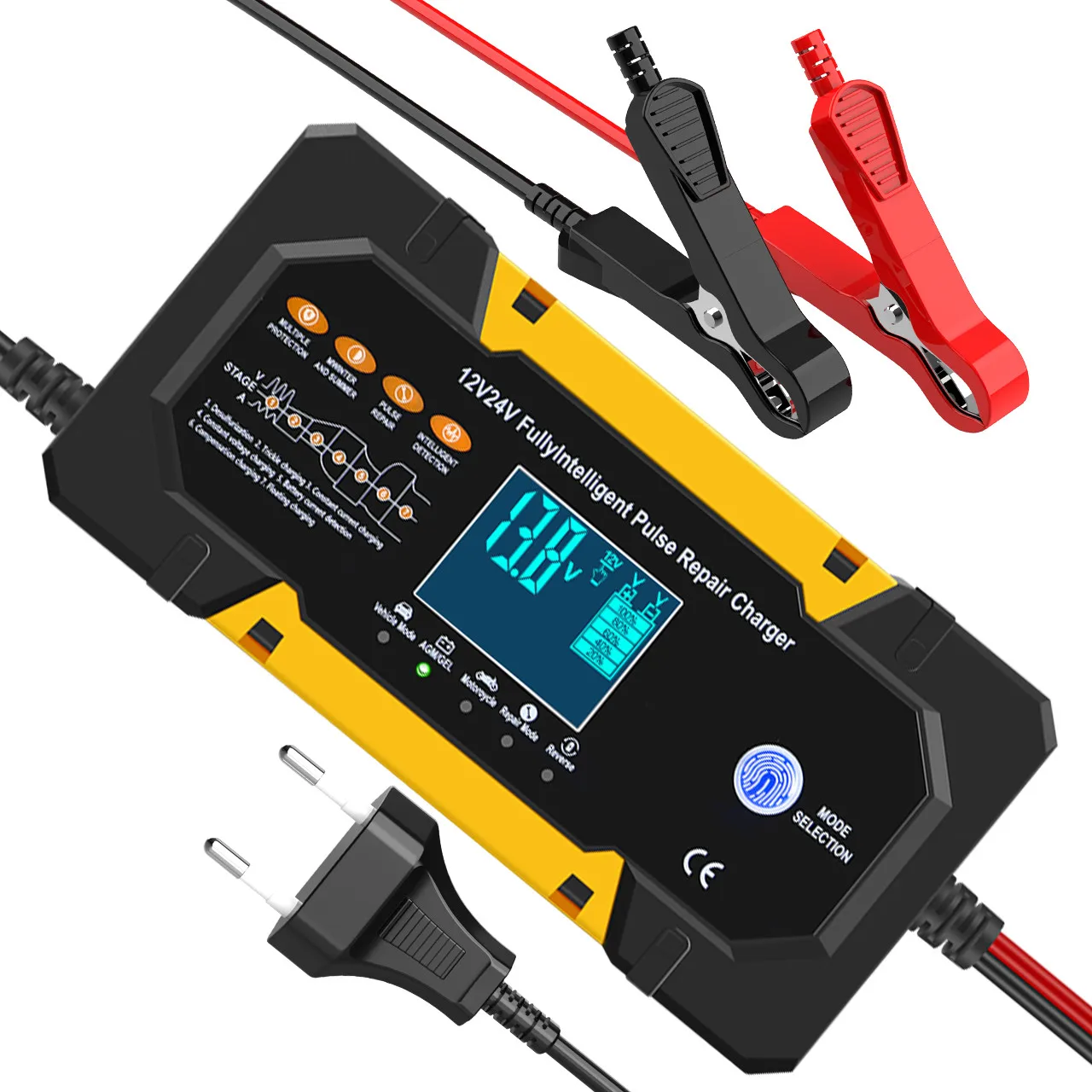 Smart 12v/24v Auto Car Battery Charger Fast 10A with LED 150W Output Power AC & DC Ports for Car or Motorcycle Repair factory