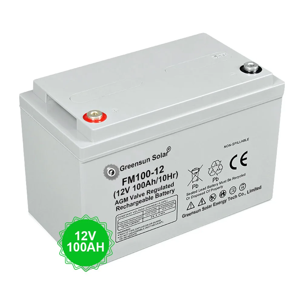 Greensun Ups Battery Deep Cycle Battery 12V 100Ah AGM Solar Lead Acid Gel Cell Battery Price