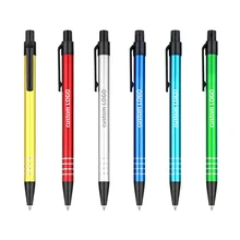 High Quality Metallic Texture Bright Colors Slim Shape Press Pen With Custom Logo