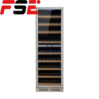 FSE 380L Compressor Stainless Steel Wine Fridge Dual Zone Wine And Beverage Cooler Fridge