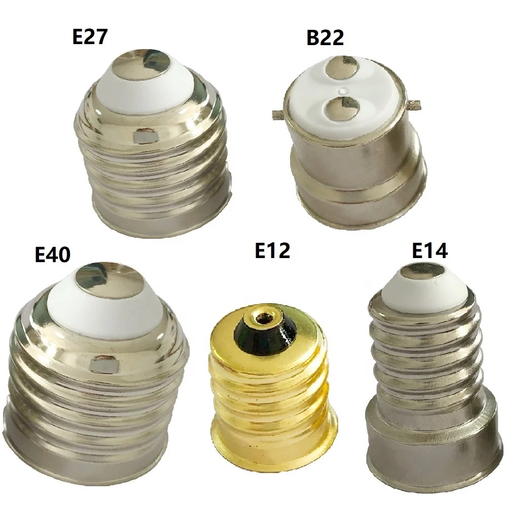 E40 to E27 Led Bulb Corn Lamp Holder Brass Nickel Plated Iron Zinc B22 Base E12 E14 E26 E40 Base E27 Socket
