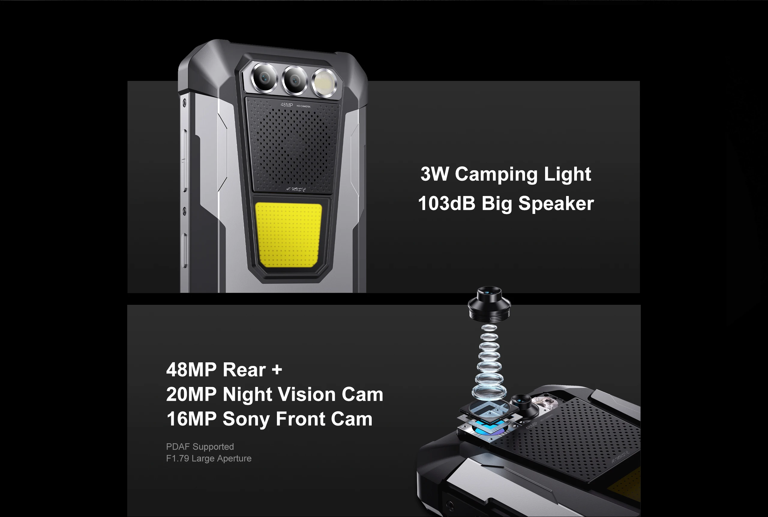 FOSSiBOT F106 Pro タフネススマホ アウトドア 12000mAh Fossibot F106 Pro 15gb 256gb Visao Norturna 12000mah Ip68 - Preto