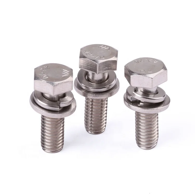 GB9074.17 M3-M12 stainless steel external hexagonal combination screws bolt with washer attached washers bolts