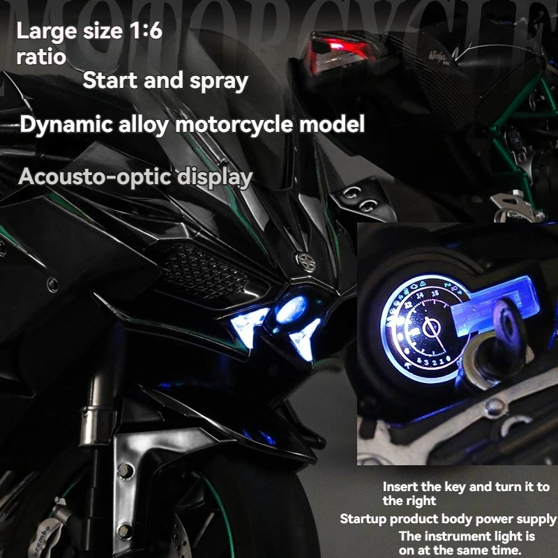 2025 Diecast 1:6 Kawasaki Ninja H2R Motorcycle - Metal Toy with